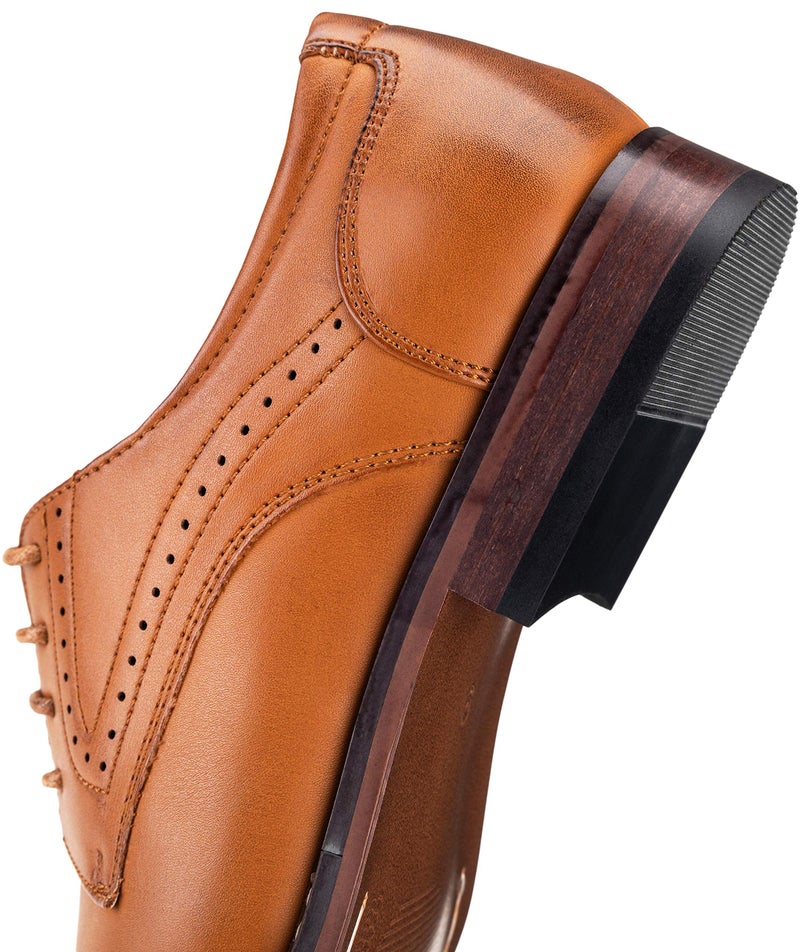 Vostey Men's Dress Shoes Brown Classic Cap Toe Brogue Men Oxfords (BMY636 Yellow Brown Size 7) - Image 3
